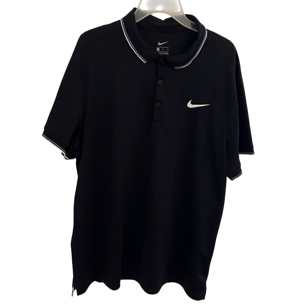 Nike Polo Shirt Mens Size XL Black Tennis Golf Performance Top Short Sleeve